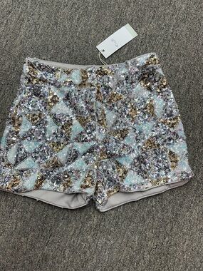 Sequin Geometric Pattern Women’s Shorts - Multi